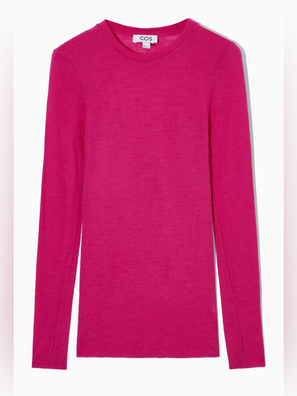 COS PINK CREW-NECK MERINO WOOL TOP MEDIUM
